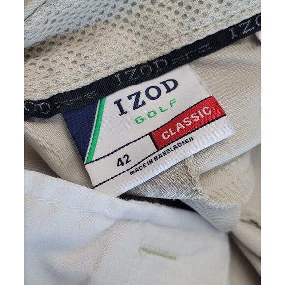 Izod Mens Golf Shorts Size 42 Khaki Chino Flat Athletic Quick Dry - Picture 5 of 6